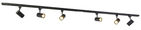 Qazqa Système d'éclairage sur rail moderne avec 6 spots noirs monophasés 200 cm - Iconic Jeana