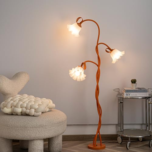 meibeileil Flore Lampara De Pie,Arco Lampara De Pie Salon De 3-Luces Flore,Vintage Regulable Lamparas De Pie para Salon,Flexible Floor Lamp Para Dormitorio,Estudio,Oficina,H170Cm,Color naranja.