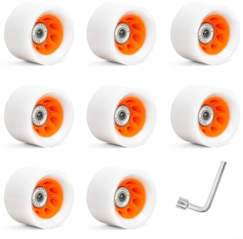 Lot de 8 roues pour patins à roulettes Quad et patins à roues alignées, excellente absorption des chocs et vitesse (orange (92A))