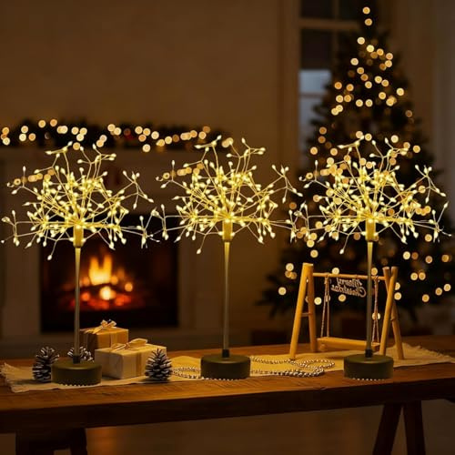 Luci da tavolo a forma di nido e fiori, mini lampada a LED a forma di dente di leone, fuochi d'artificio, decorazione natalizia, decorazione per interni, casa, vacanze, tavoli, luce notturna, idea