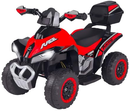 Quad eléctrico para niños con batería de litio 8,4 V 4,5 Ah – Quad M i n i n i moto ride-on | luces y sonidos, diseño realista – G l o b o juguetes (rojo)