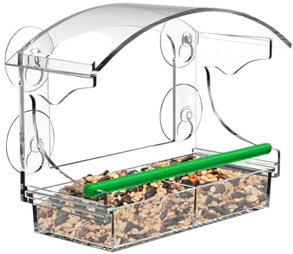 Ihdjasg - Comederos para pájaros para Exteriores | Acrílico Transparente como decoración de césped | para pájaros Silvestres con con Bandeja extraíble | para balcón, jardín, terraza