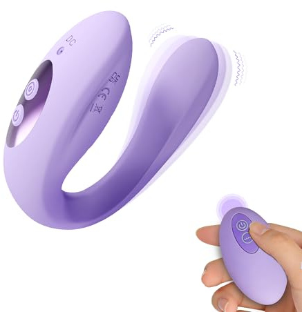 Wearable U-Shaped Couple Vibrator with Remote Control 10 Powerful Modes Quiet G-Spot Panty Vibrators Clitoral Adult Sex Toys,Hands-Free Dual Stimulator Vibration Dildos Vibrating for Female Pleasure