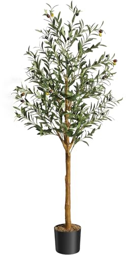 150cm Gran Olivo Artificial Realista, Falsa Planta Interior con Ramas de Oliva y Follaje sin Mantenimiento, Planta Artificial/Decoraciones Vegetales Artificiales para Salón, Oficina, Balcón