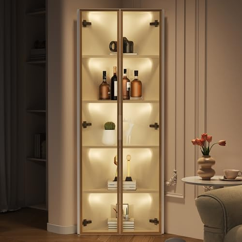 Generisch Vitrina de esquina LED blanca 62 x 35 x 160 cm de cristal templado