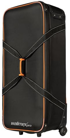 Walimex Pro Trolley Studiotasche – Größe M – 970 x 430 x 290 mm – Großräumig & gepolstert – für Studioequipment, 2-in-1 Funktion mit kugelgelagerten Rollen – Stativtasch, Kameratasche