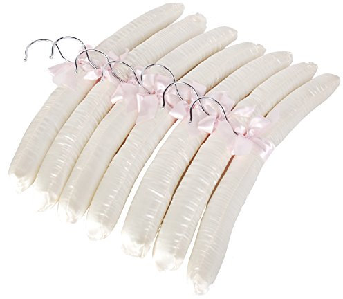 LOHAS Home 10er-Pack Kleiderbügel mit Anti-Rost-Haken und gefüllt mit Satin, Gorgeous, Blass Elfenbeinfarben Satin gepolsterte Kleiderbügel, Cremeweiß