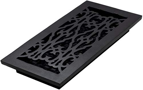 Decor Grates AC614-BLK Victorian Floor Register, Cast Iron Black, 6 x 14