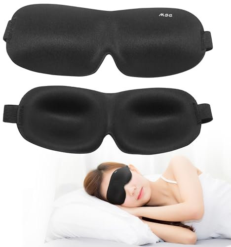 Shaped 3D Sleep Eye Mask Deep Contoured - Gift for Man or Woman, Deep Contoured Shape, Comfortable Lightweight Sleeping Mask for Travel, Shift Work or Plane Journey MSC – Black1Shaped
