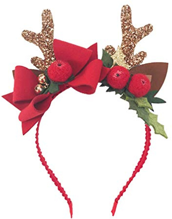 Amosfun Bandeau Cerceau De Cheveux Cerf Avec Nœud Pour Enfants Accessoire De Fête De Noël Carnaval Costume