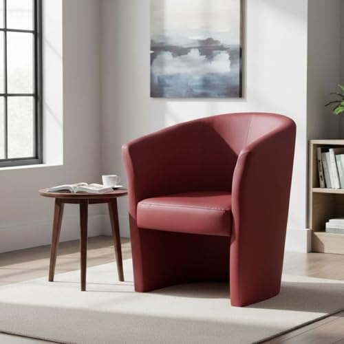 Dmora Poltrona con Rivestimento in finta pelle, Colore Rosso, cm 65 x 78 x 60