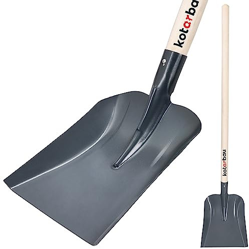 KOTARBAU® Pelle de jardin robuste 270 x 244 mm pour manche de 38 mm de diamètre - Pelle en acier pour ramasser les matériaux en vrac avec manche en bois