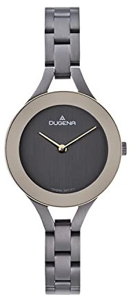 DUGENA Damen-Armbanduhr, 4461049, Malin, Quarz, graues Zifferblatt, Edelstahlgehäuse, Saphirglas, Edelstahlarmband, Drückerfaltschließe, 3 bar