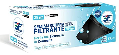 3Fmask Mascherine FFp2 Certificate CE ed Imbustate Singolarmente - Semimaschera Made in Italy modello a Becco da 25 Pezzi