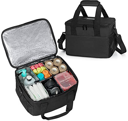 Trunab Portable Insulated Medical Bag with Removable Dividers, Travel Medicine Storage Watertight Medical Cooler Bag for Home, Travel, Camping, (Bag Only) - Patented Design