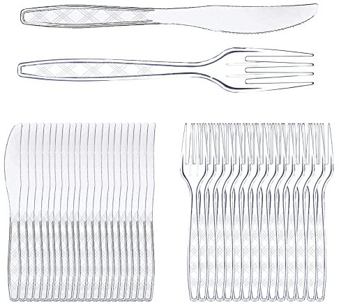 Wiederverwendbar Plastikbesteck,Plastikgabeln,Plastikbesteck Set,Partygeschirr Mehrweg,Party Besteck Plastik,Wiederverwendbar Besteck (200)