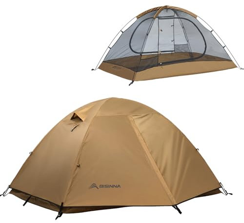 BISINNA Zelt 2 Personen | 3-4 Jahreszeiten Wasserdicht & Winddicht | Ultraleichtes Trekkingzelt mit Blitzaufbau & Kompakt Packmaß für Camping, Wandern, Festival​