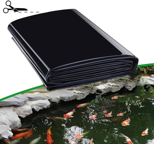 Revestimiento preformado para estanque, de 9 x 17 m, fácil de cortar, resistente a pinchazos, impermeable, para exteriores, para agua, jardín, fuente y cascada, color negro, tamaño grande para una