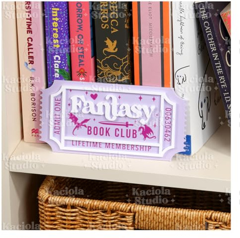 KACIOLA STUDIO Library Sign, Bookish Decor for Book Nook, Gifts for Booklovers/Reader/Women, Bookshelf Book Store Decor, Romantasy Gift (Fantasy)