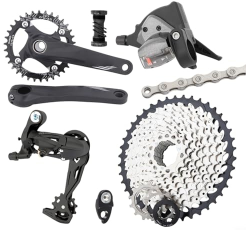 FUANA Groupe de transmission 10 vitesses pour VTT : pédalier creux en aluminium léger avec composants de changement de vitesse précis (plateau 32T)