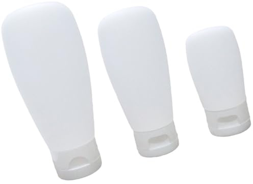 Ciieeo Lot de 3 Flacons Voyage Rechargeables en Silicone Bouchon à Clapet, Bouteilles Cosmétiques Souples pour Shampoing et Lotion – Contenants Portables pour Soins Personnels