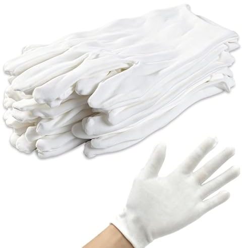 White Cotton Gloves 8 Pairs, Cotton Gloves, Thin Breathable Liners, Soft Moisturising for Dry Skin, Suitable for Weddings Jewelry Stores and Business Drivers