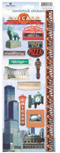Paper House Productions Chicago Cardstock Sticker Sheet for Crafts, Scrapbooking & Collecting - Iconic Chicago