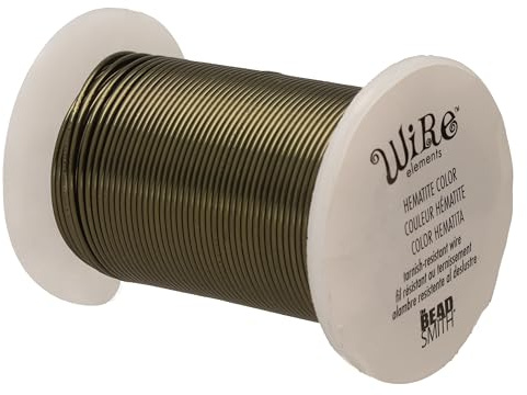 The Beadsmith Wire Elements 20-Gauge Lacquered Tarnish-Resistant Copper Wire for Jewelry Making, 15 Yard, 13.72 Meter Spool (Hematite Color)