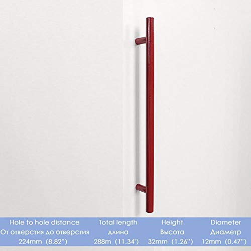 Red Paint Cabinet knobs and Handles Kitchen Cupboard Wardrobe Drawer Pulls Minimalist Furniture Handle and Door Pulls,Hole Spacing 224mm