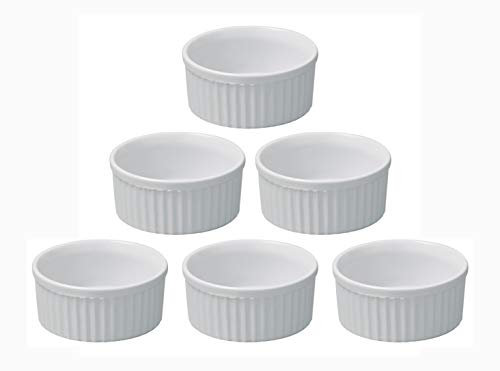 Petits Ramequins Moule verrines Blancs 9x4,5cm Lot de 6 Moules à soufflé pour Muffin pâtisseries Cupcake et crème brûlée Desserts en céramique résistant aux Fortes températures