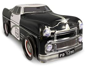 MediMuc Voiture de police avec roues pivotantes – Boîte de rangement, boîte à biscuits, boîte en tôle – Convient à un usage alimentaire – Vol. 1,3 l