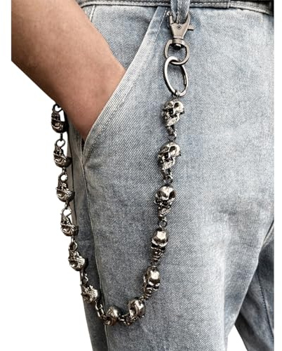 PINKPIN Skull Pants Chains Jeans Chain, Gothic Punk Wallet Chain, Heavy Duty Biker Waist Chain, Unisex Edgy Streetwear Chain