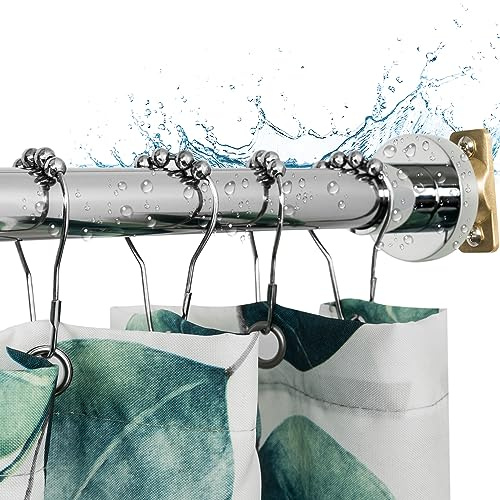Artiwell Heavy Duty Shower Rod, Adjustable Shower Curtain Rod, Expandable 47-84 Inch, Permanent Mount Shower Rod, Never Rust Stainless Steel For Window Curtain and Closet, Chrome Plated