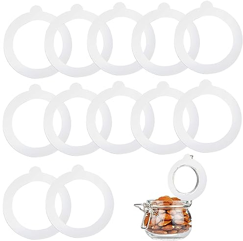 TNSLAND 12 stycken silikonersättningstätningar, 95 x 73 mm tätningsringar för engångsglas, engångsbruk, silikontätningar, konserveringsglas ersättningsringar, gummiringar för väckarklockor (vit)