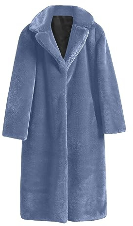 Cappotto Lungo in Pelliccia Sintetica da Donna, Tinta Unita, Taglie Grandi, Giacca Invernale Calda con Colletto Rovesciato, in Finta Pelliccia