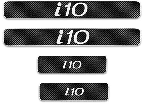 Symilov Pegatina para Umbral de Coche para Hyun-dai I10, 4 Piezas Película Protectora Estribos Fibra Carbono Autoadhesivo Puerta Guardias del Borde Decoración Accesorios,White