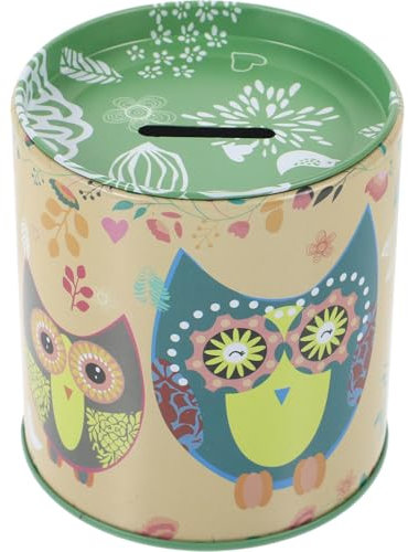Gadpiparty Metal Money Piggy Bank Cute Piggy Bank Money Saving Tin Can Money Bank for Saving Box Owl Metal Coin Box Handcrafts Coin Bank Coin Money Bank for Adults Boy Girl (Green)