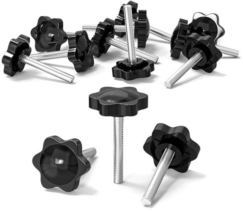 ORTAVA 10 Stück Sterngriffschraube, Schrauben mit Griff M6x40mm, Rändelschraube, Sternkopfschraube, Sterngriffmutter, Klemmknopf für Werkzeugmaschine, Maschine(Schwarz)