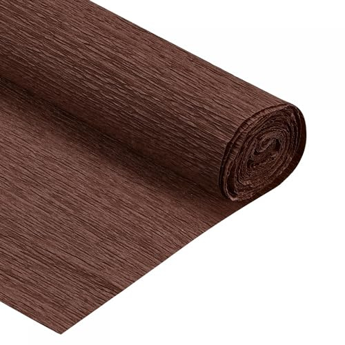 TOP-VIGOR Crepe-papper, 50 cm x 2,3 m hantverksstreamers, hängande regnbåge crepe pappersrulle för blommor, presentförpackning, födelsedagsdekorationer, festdekorationer, mörkbrun