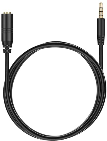 Headphone Extension Cable 3.5mm TRRS Male to TRRS Female Stereo Audio Cable with Microphone 4.9FT/150cm Aux Extension Cord Wire Compatible with Headphone Earphone Speaker to Smartphone Tablet Laptop