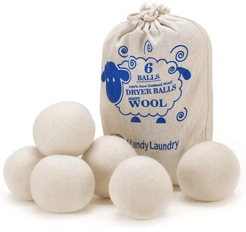 Lot de 6 balles de séchage XL en laine de mouton - 100 % adoucissant naturel - Réutilisables, réduisent le temps de séchage, antistatiques et respectueux de l'environnement - Balles de séchage de