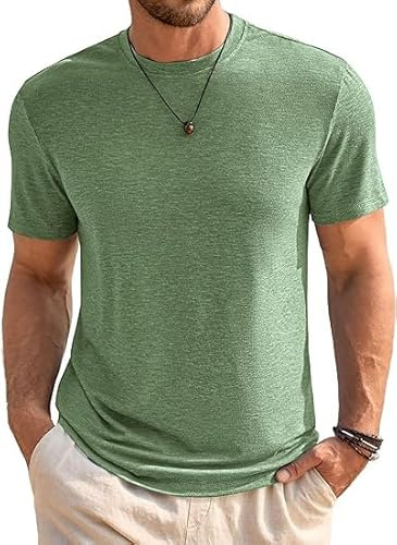 Runcati Maglietta da Uomo con Scollo Rotondo, a Maniche Corte, Estiva, vestibilità Normale, Sport, Fitness, Tinta Unita, Basic