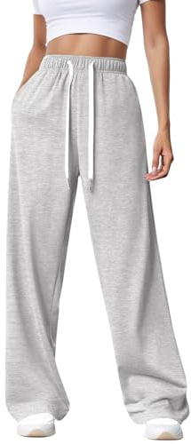 Getervb Pantalon Jogging Femme Pantalon de Sport Taille Haute Pantalon de Survêtement Baggy avec Poches Pantalon de Détente pour Yoga Running Fitness Training