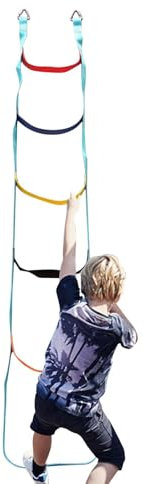 Scala di corda per bambini, scala di corda - scala di corda per casa sull'albero da 6,56 piedi con fibbie in acciaio inossidabile, scala di arrampicata per percorsi a ostacoli, peso leggero per l'alle