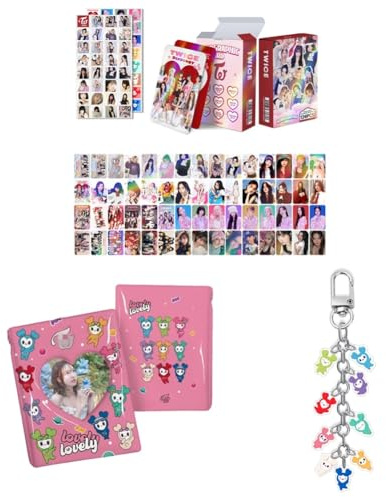 ZRHMCJEN K-Pop Set 60Pcs Photocards Postales, 64Pcs Pegatinas, Album Carpeta Libro, Llavero Keychain/Twice