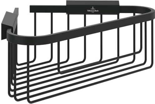 Villeroy & Boch Elements - Tender corner shower basket, storage for wall installation, shelf made from zinc, accessory, 260 x 206 x 82 mm, Matt Black