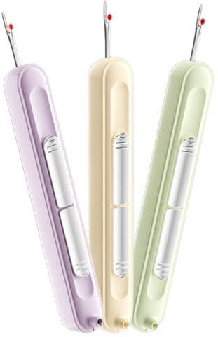 Förpackning med 3 nåltrådar, 2-i-1 seam ripper, nål trådar, sömnadsverktyg, nål trådar, trådar, broderi, stitverktyg och bil, nåltrådar, verktyg för hand, sömnadsmaskin, nybörjare