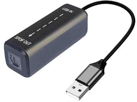 HTGuoji USB till TosLink SPDIF-adapterkabel, USB 2.0 hane till TosLink PCM kvinnlig digital optisk ljudadapterkabel för bärbar dator PC PS5/PS4, Echo vägg, förstärkare, DAC (inte för TV) (USB A)