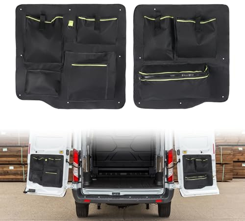 Förvaringsarrangör för ladugård kompatibel med Ford Transit Custom 2012–2025, 2 st ladugårdsdörr förvaringsarrangör för skåpvagn bakdörr, Oxford-väskor bagageväskor för verktygsförvaring