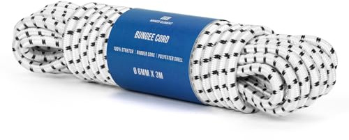 Manco Element Gummirep 6mm x 3m Expanderrep Elastisk Sladd Gummisnöre - Vit/Svart